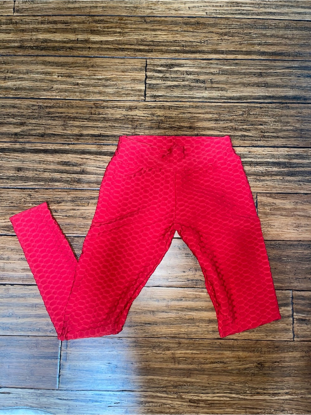 Women’s Red Textured Leggings